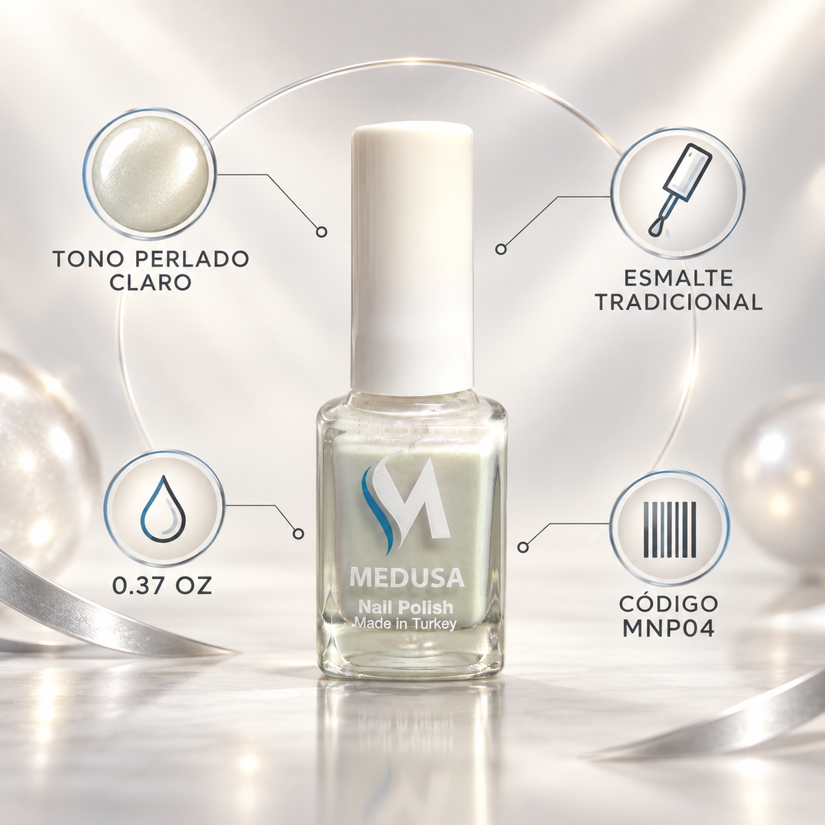 Medusa Esmalte de Uñas Perlado 0.37 oz MNP04