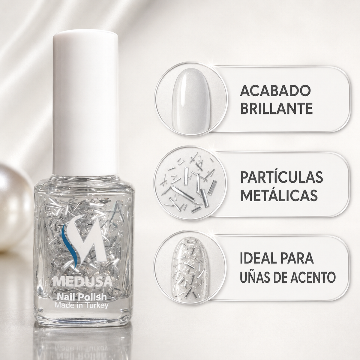 Medusa Nail Polish Esmalte Decorativo Metálico 0.37 oz MNP100