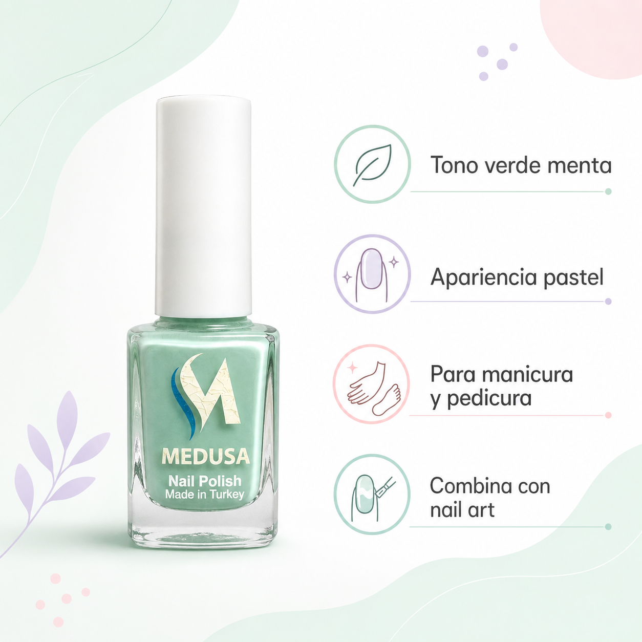 Medusa Nail Polish MNP128 Esmalte Verde Menta Pastel