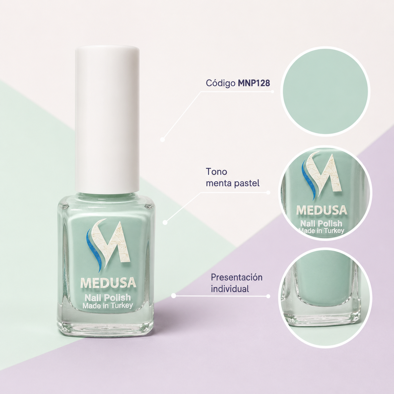 Medusa Nail Polish MNP128 Esmalte Verde Menta Pastel