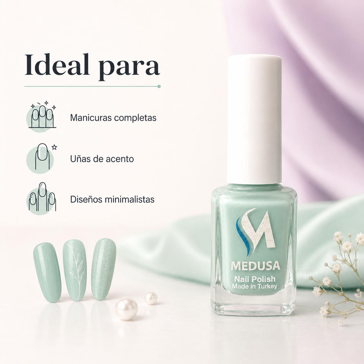 Medusa Nail Polish MNP128 Esmalte Verde Menta Pastel