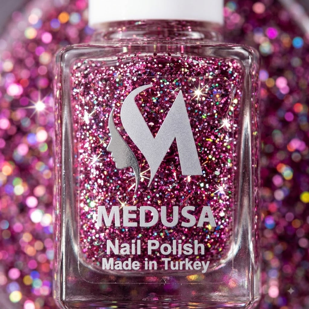 Medusa Nail Polish MNP131 – Esmalte Magenta con Glitter
