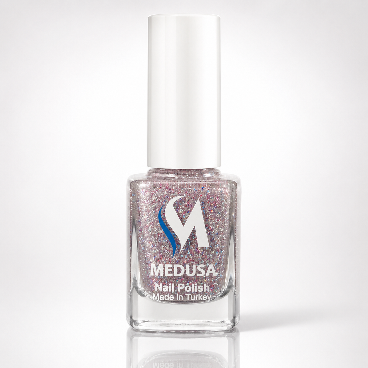 Medusa Nail Polish MNP136 Esmalte de Uñas con Glitter Rosado y Plateado