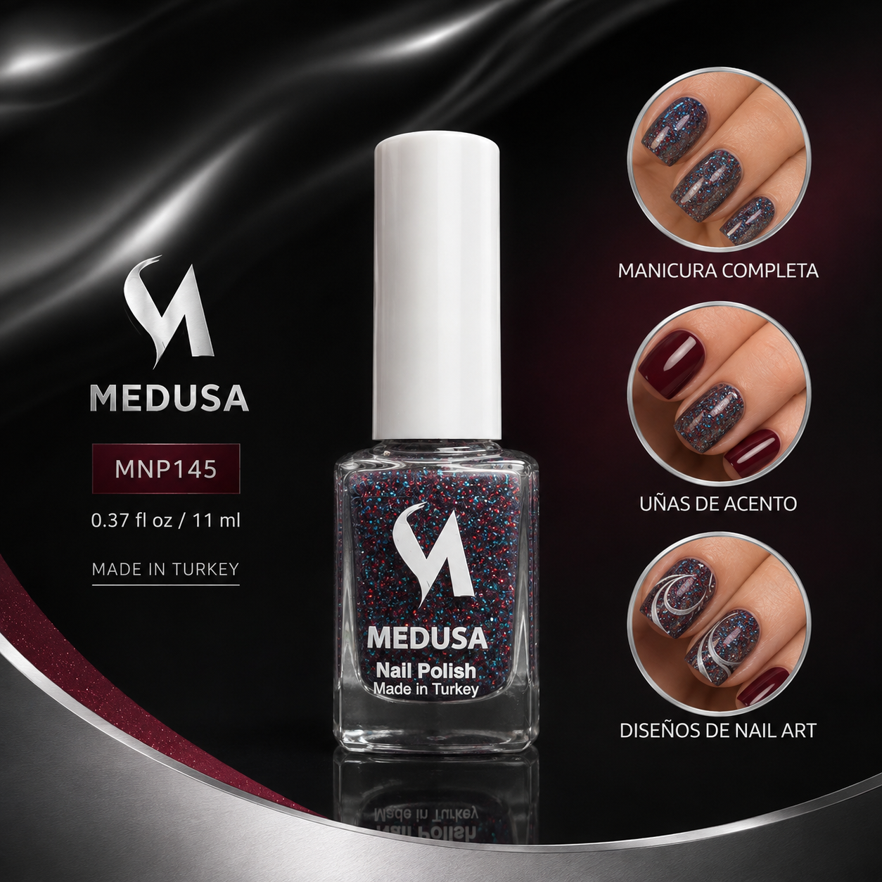 Medusa Nail Polish MNP145 | Esmalte con Glitter Multicolor 0.37 oz
