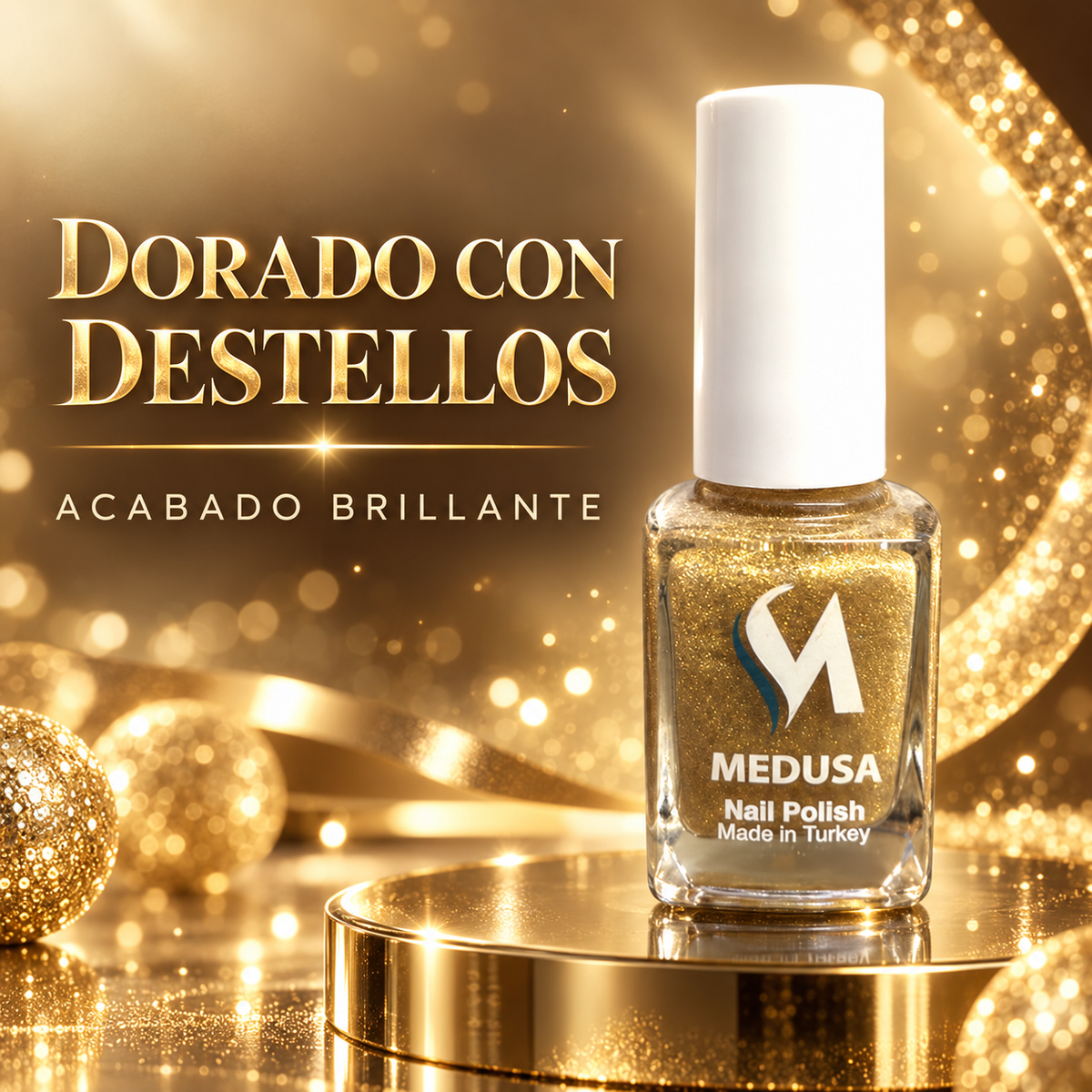 Medusa Esmalte Dorado con Destellos 0.37 oz – MNP146