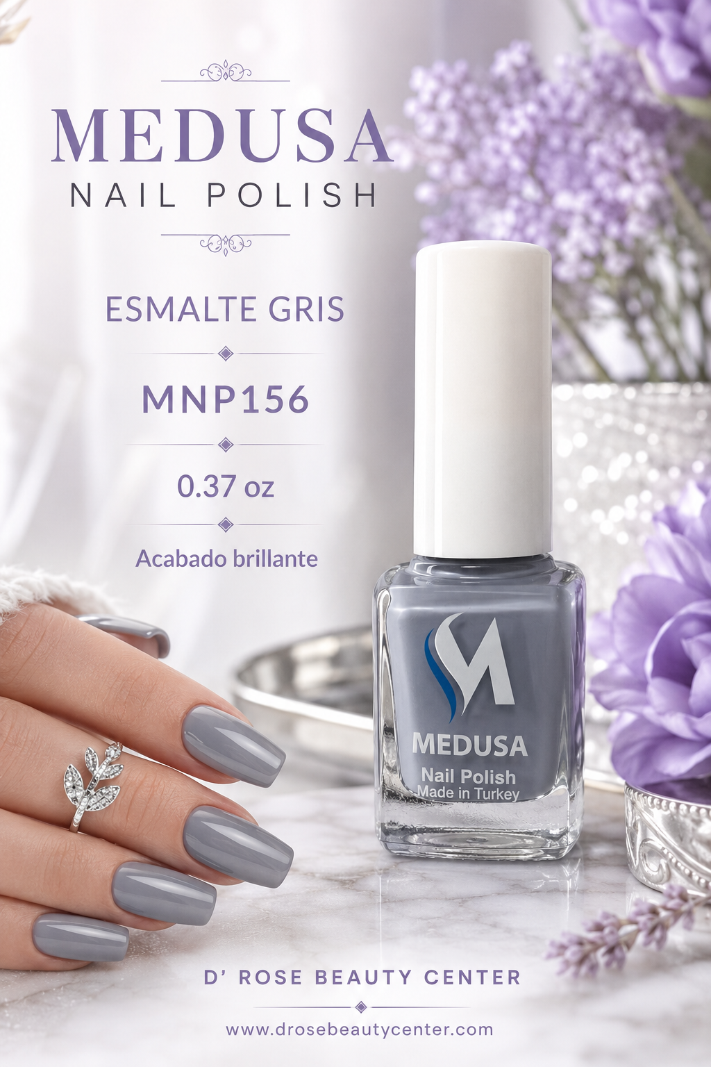 Medusa Nail Polish MNP156 – Esmalte Gris 0.37 oz