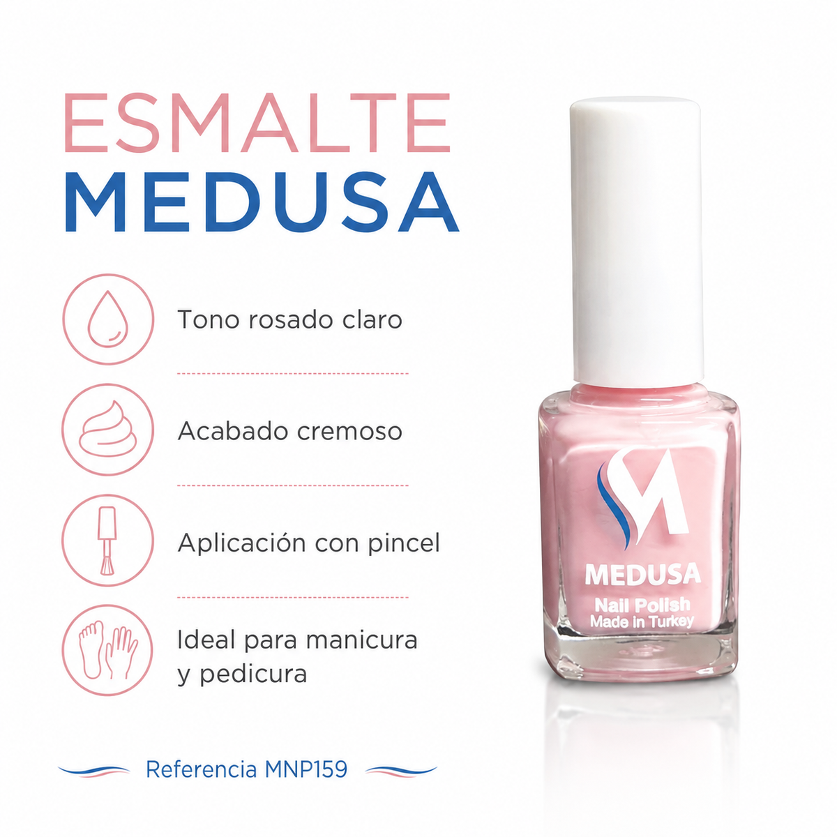 Medusa Nail Polish MNP159 – Esmalte Rosado Claro Cremoso