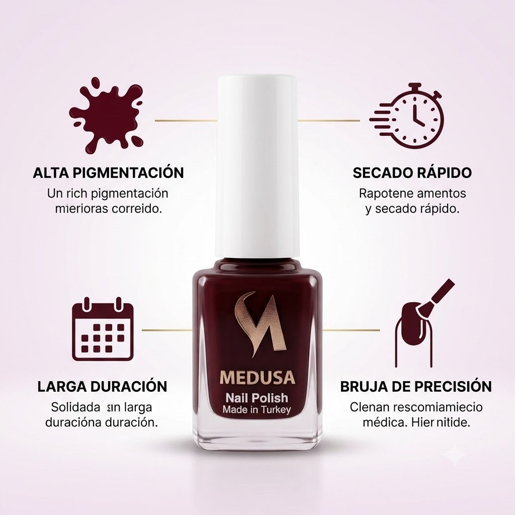 Medusa Nail Polish MNP166 Esmalte Marrón Rojizo Profundo