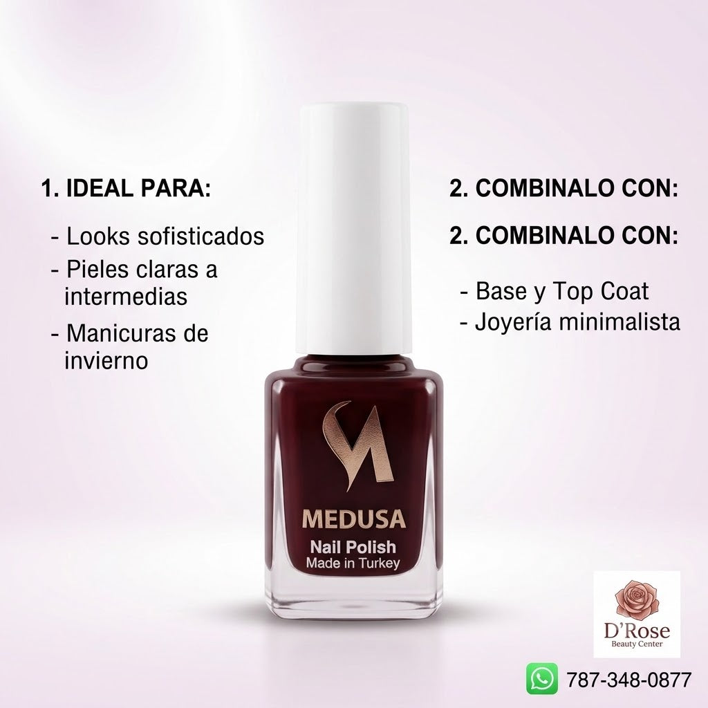 Medusa Nail Polish MNP166 Esmalte Marrón Rojizo Profundo