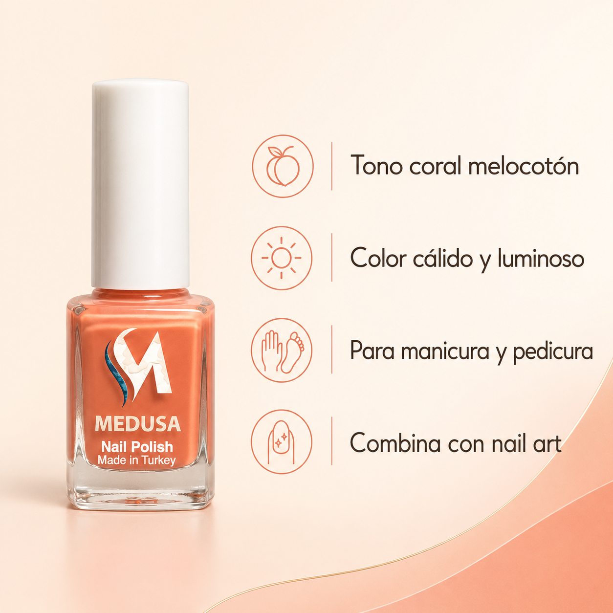 Medusa Nail Polish MNP168 Esmalte Coral Melocotón