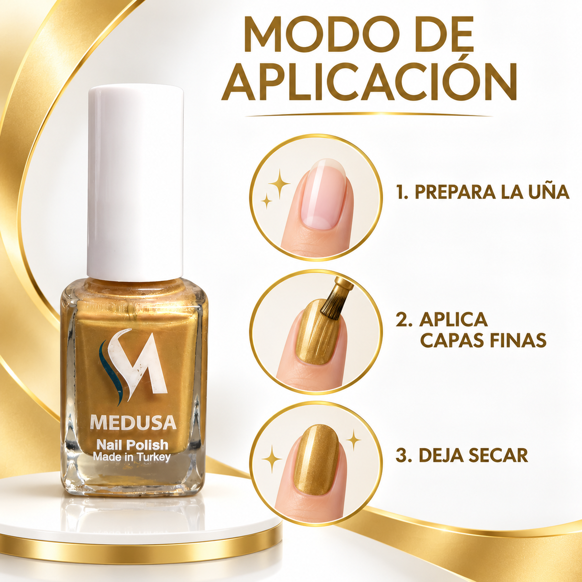 Medusa Nail Polish Esmalte Dorado Metálico 0.37 oz – MNP176