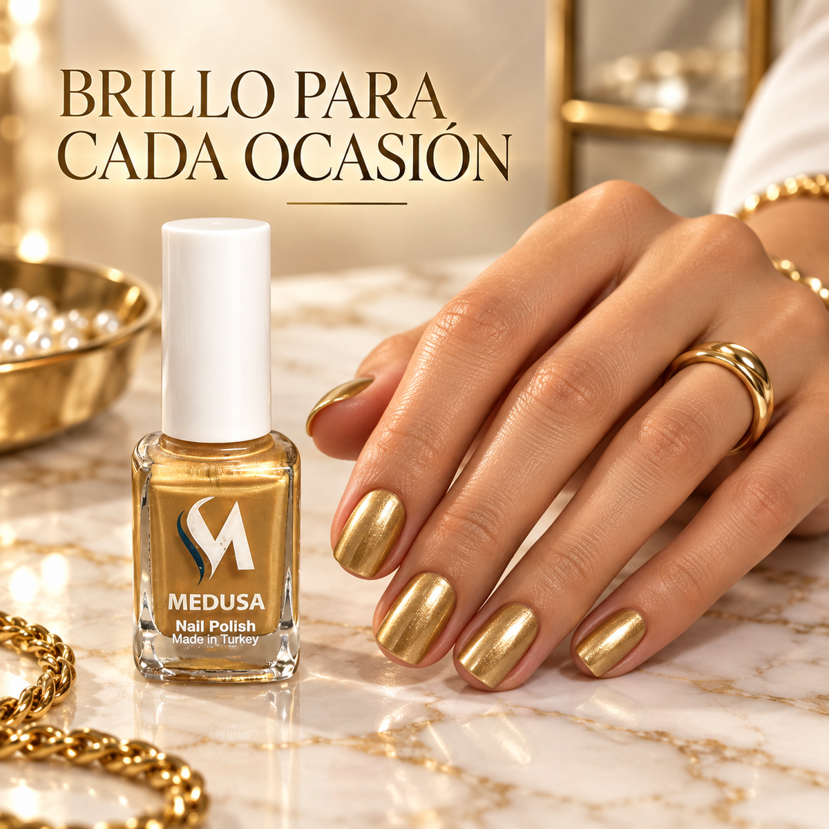 Medusa Nail Polish Esmalte Dorado Metálico 0.37 oz – MNP176