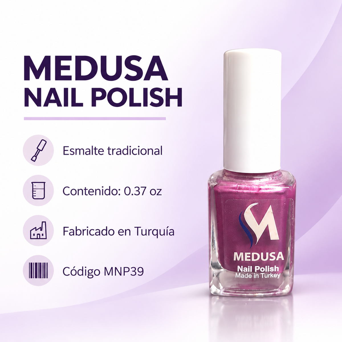 Medusa Nail Polish MNP39 – Esmalte Violeta Perlado 0.37 oz