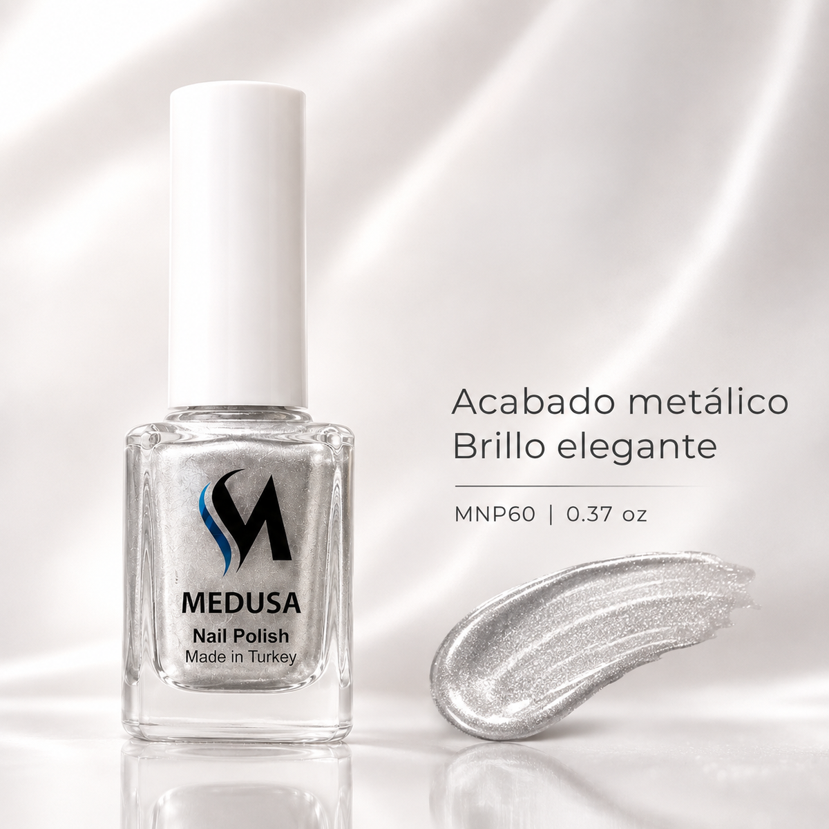 MEDUSA Esmalte de Uñas MNP60 0.37oz Acabado Metálico Plateado