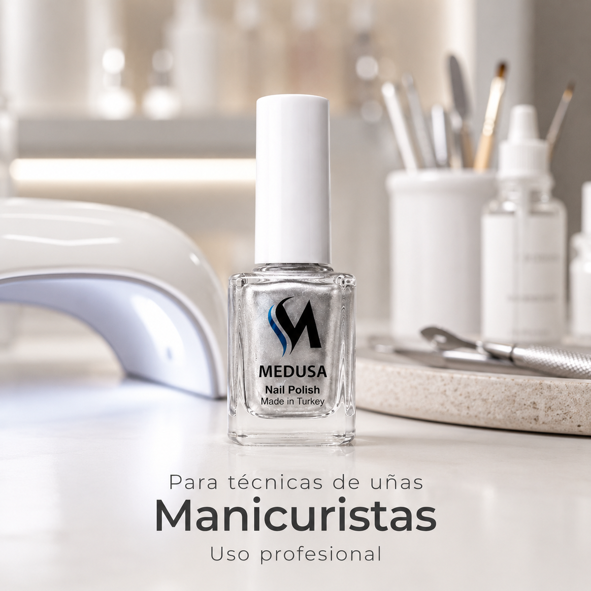 MEDUSA Esmalte de Uñas MNP60 0.37oz Acabado Metálico Plateado