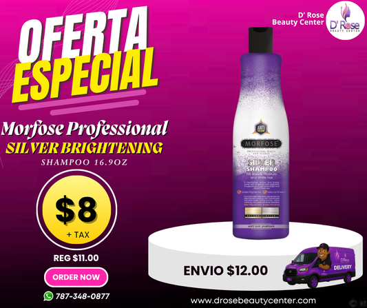 💜 Morfose Professional Silver Brightening Shampoo 16.9oz – Neutraliza tonos amarillos y realza el brillo del cabello claro