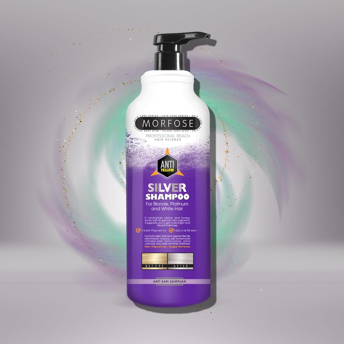 Morfose Professional Silver Brightening Shampoo 33.8oz – Brillo y Neutralización de Tonos Amarillos