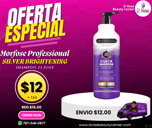 Morfose Professional Silver Brightening Shampoo 33.8oz – Brillo y Neutralización de Tonos Amarillos