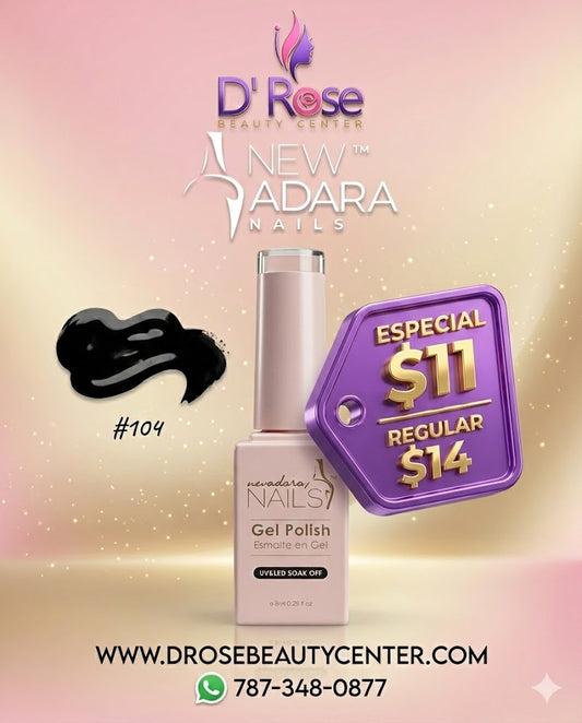 🖤✨ NEW ADARA™ Gel Polish #104 (Negro Intenso) – Brillo Espejo, Cobertura Pro &amp; Fórmula Clean | 0.28 oz (8 ml) Clean | 0.28 oz ✨💅 (Copy)