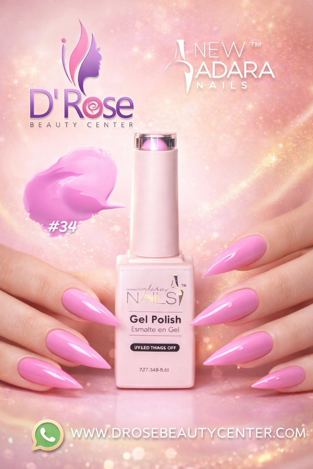 💅✨ NEW ADARA™ NAILS Gel Polish #34 – Color Moderno, Brillo Intenso y Fórmula Clean Profesional | 0.28 oz