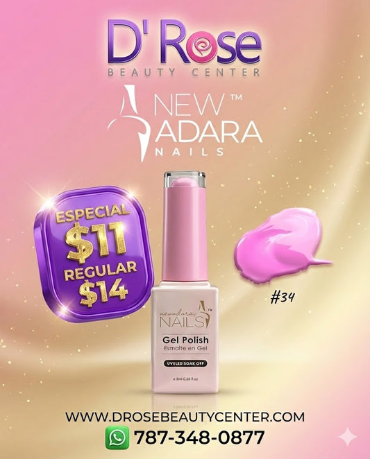 💅✨ NEW ADARA™ NAILS Gel Polish #34 – Color Moderno, Brillo Intenso y Fórmula Clean Profesional | 0.28 oz