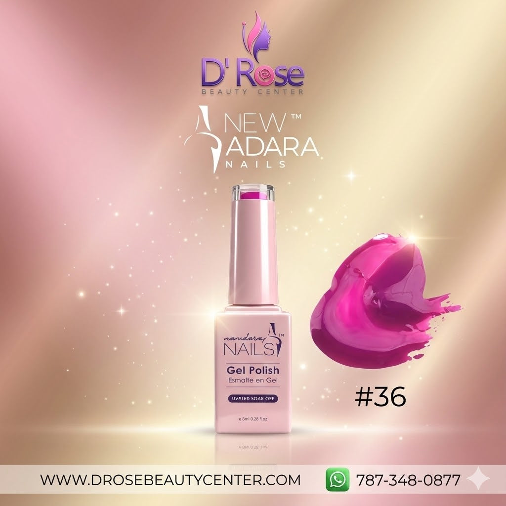💅✨ NEW ADARA™ NAILS Gel Polish #36 – Rosa Intenso, Brillo Profesional y Fórmula Clean | 0.28 oz ✨💅