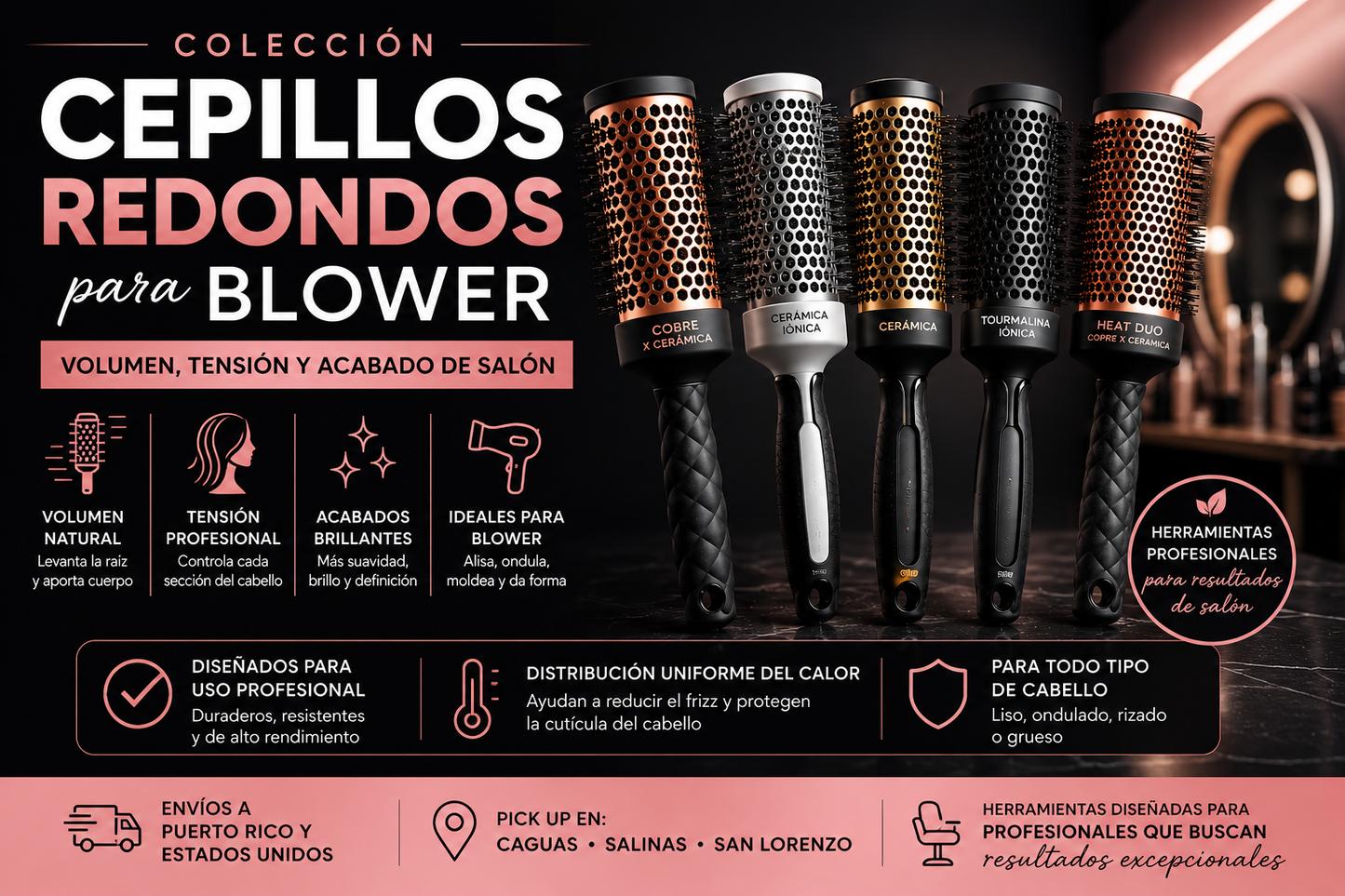 FROMM Heat Duo Cepillo Térmico Redondo Copper X Ceramic 1 ¾” NBB020 para Blowouts Profesionales