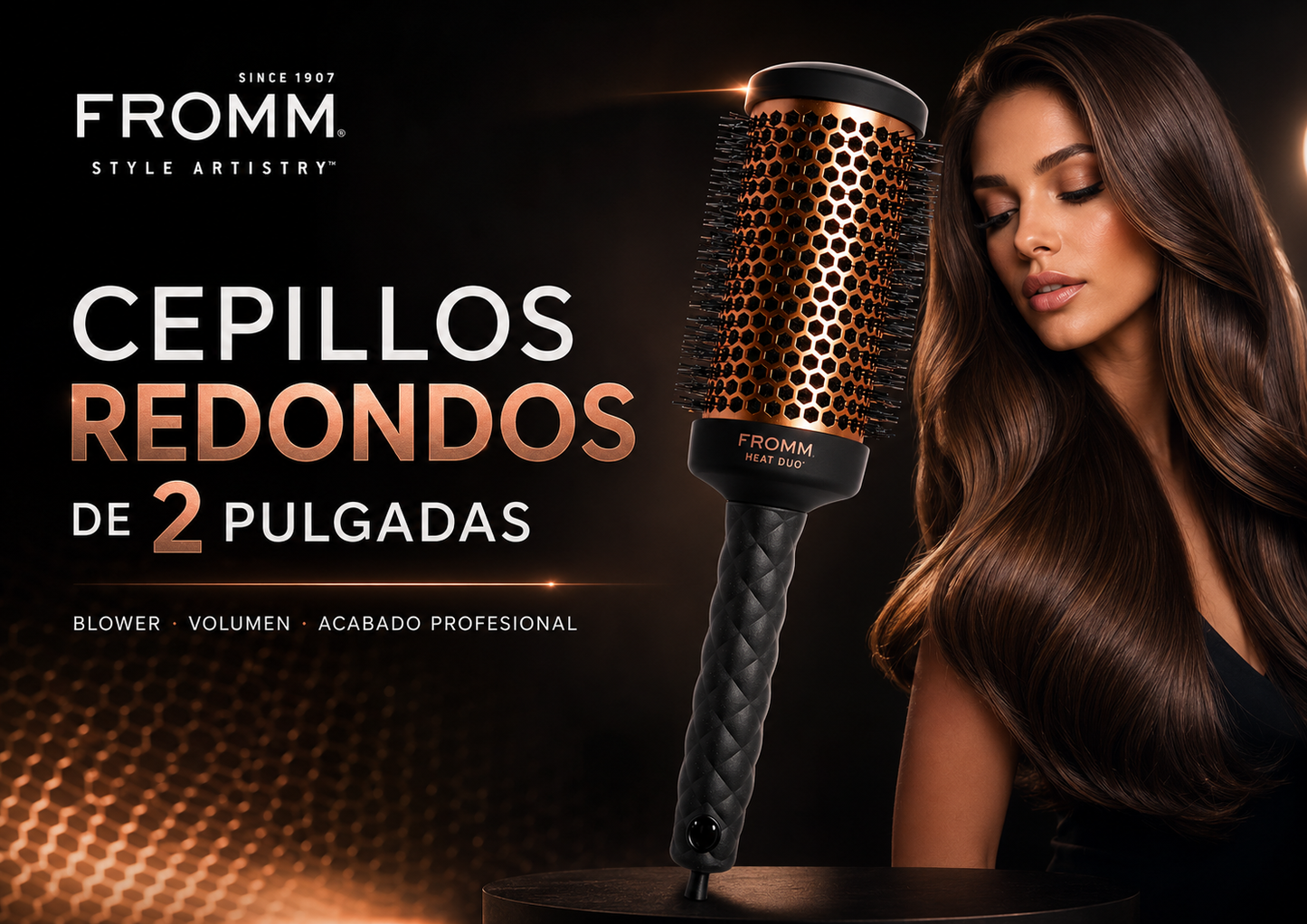 FROMM Heat Duo Cepillo Térmico Redondo Copper X Ceramic 2” NBB021 para Blowouts Profesionales
