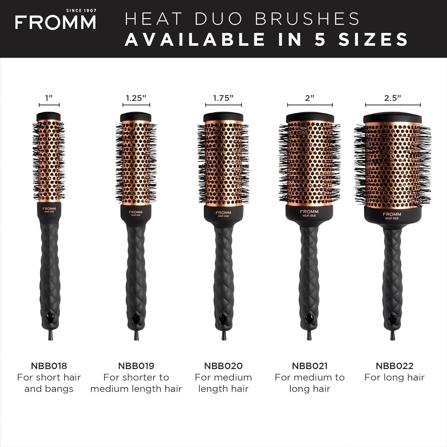 FROMM Heat Duo Cepillo Térmico Redondo Copper X Ceramic 2” NBB021 para Blowouts Profesionales