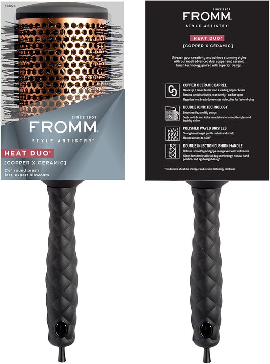 FROMM Heat Duo Cepillo Térmico Redondo Copper X Ceramic 2.5” NBB022 para Blowouts Profesionales