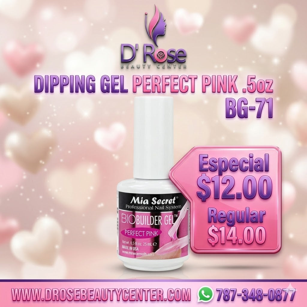 💅✨ Mia Secret® BIO BUILDER GEL PERFECT PINK 0.5 oz (15 ml) (BG-71) — Sistema Profesional para Dipping y Extensiones Sin Monómero ✨💅