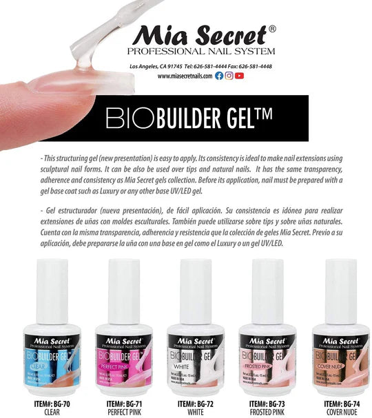 💅✨ Mia Secret® BIO BUILDER GEL PERFECT PINK 0.5 oz (15 ml) (BG-71) — Sistema Profesional para Dipping y Extensiones Sin Monómero ✨💅