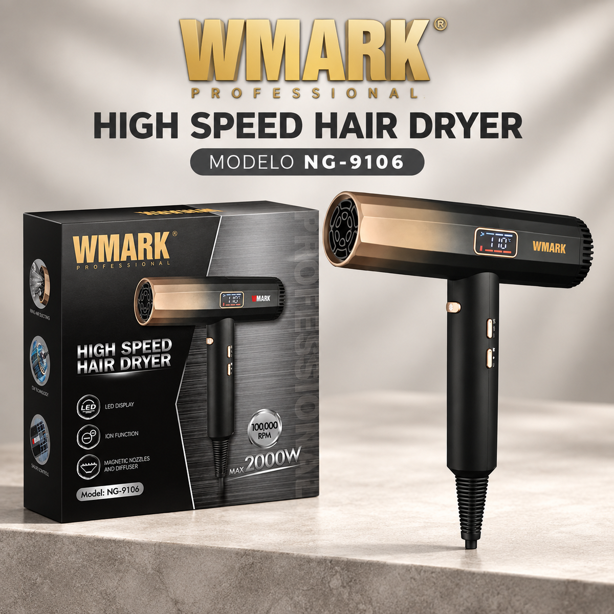 Wmark Professional High Speed Hair Dryer 2000 W NG-9106