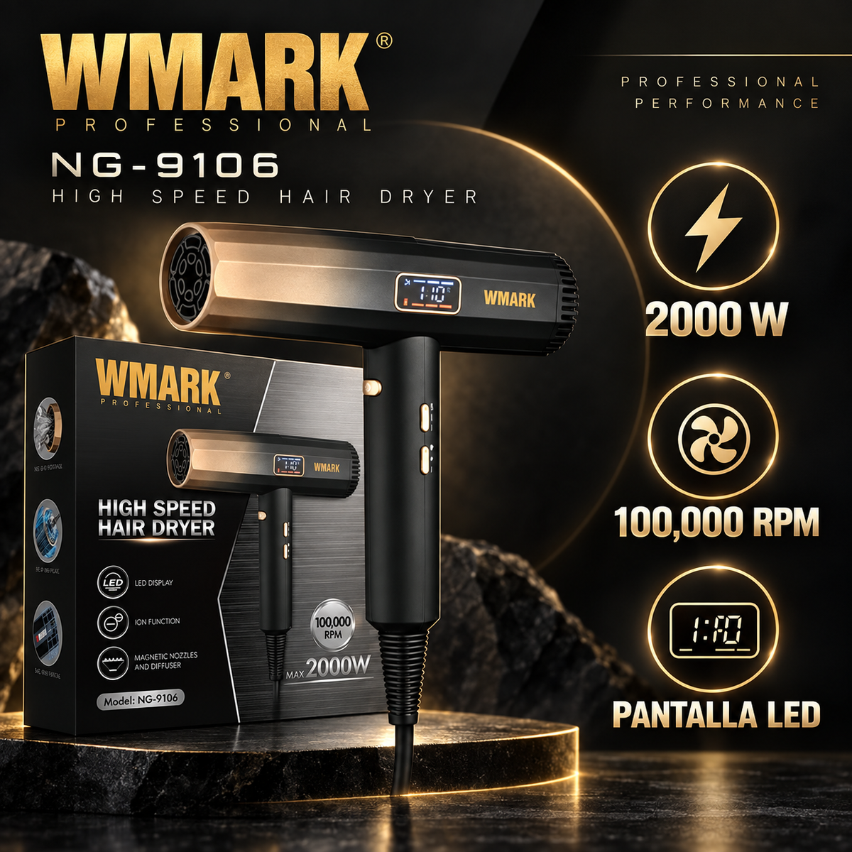 Wmark Professional High Speed Hair Dryer 2000 W NG-9106