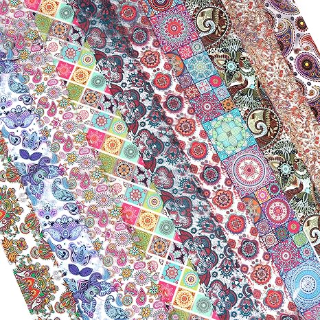 Spiral Nail Foil Sheets 10 Rolls NSB0131 – Diseños Boho y Mandala Multicolor