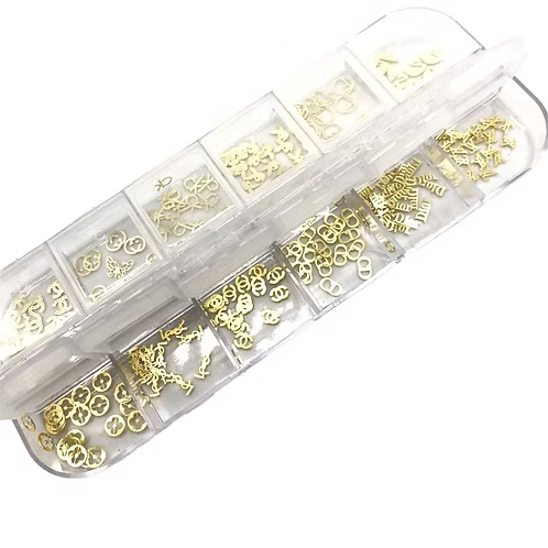 Spiral Kit de Diseños Dorados 3D para Nail Art 12 Compartimientos NSB0203