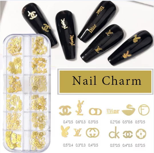 Spiral Kit de Diseños Dorados 3D para Nail Art 12 Compartimientos NSB0203