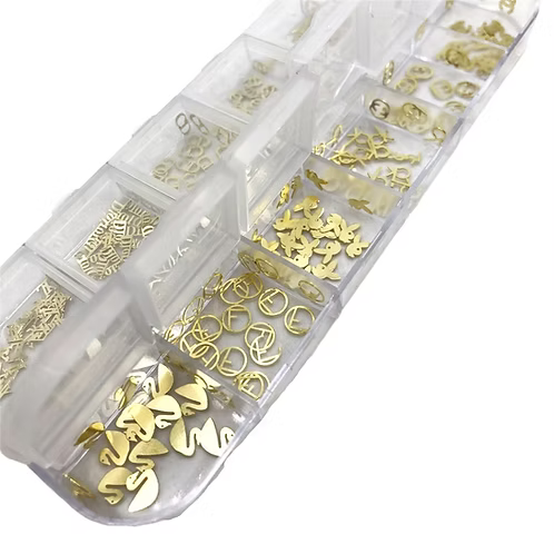 Spiral Kit de Diseños Dorados 3D para Nail Art 12 Compartimientos NSB0203