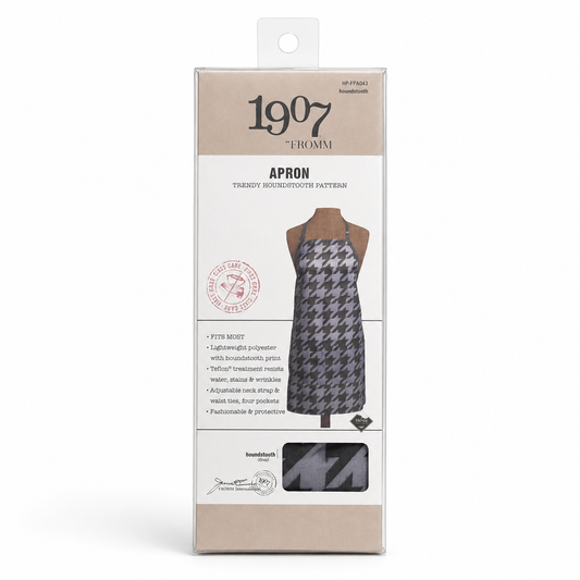 🤎 1907 Fromm Delantal Profesional Houndstooth Gris NTA024 – Poliéster con Tratamiento Teflon