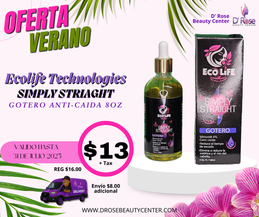 🦋 ECOLIFE TECHNOLOGIES SIMPLY STRAIGHT GOTERO ANTICAÍDA 4OZ