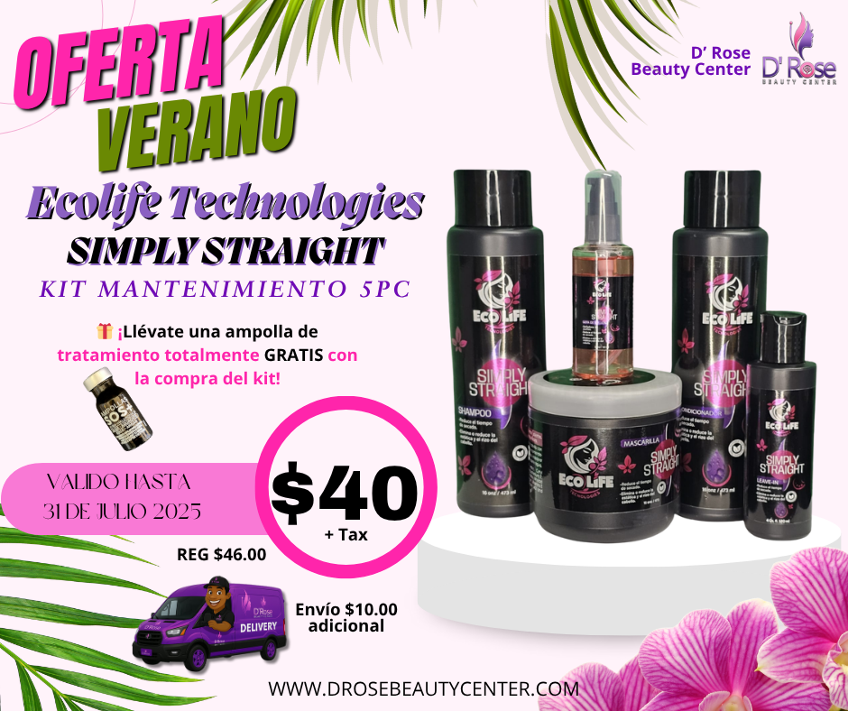 🌸 Kit Simply Straight Mantenimiento 5PC + Ampolla GRATIS