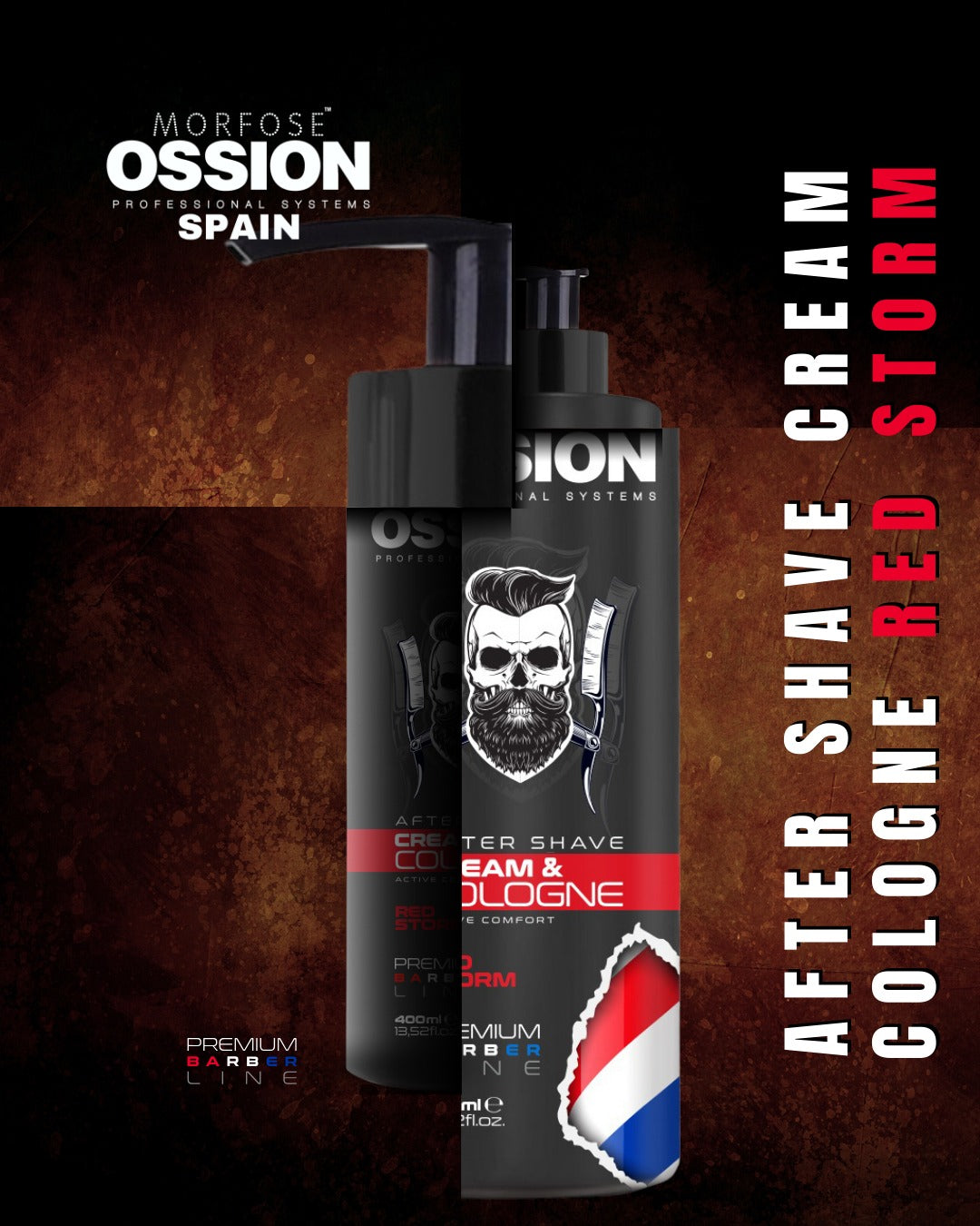 OSSION PROFESSIONAL AFTER SHAVE CREAM COLOGNE RED STORM 13.52OZ OSS008