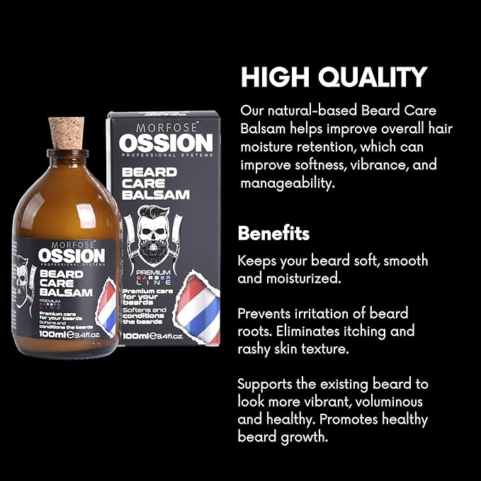 🌰 OSSION Beard Balsam 3.4oz | Argán y Almendras: Nutrición, Crecimiento y Control de Frizz