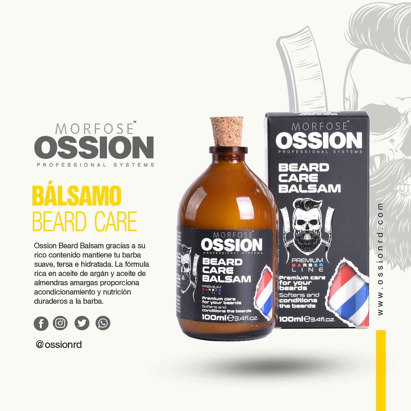 🌰 OSSION Beard Balsam 3.4oz | Argán y Almendras: Nutrición, Crecimiento y Control de Frizz