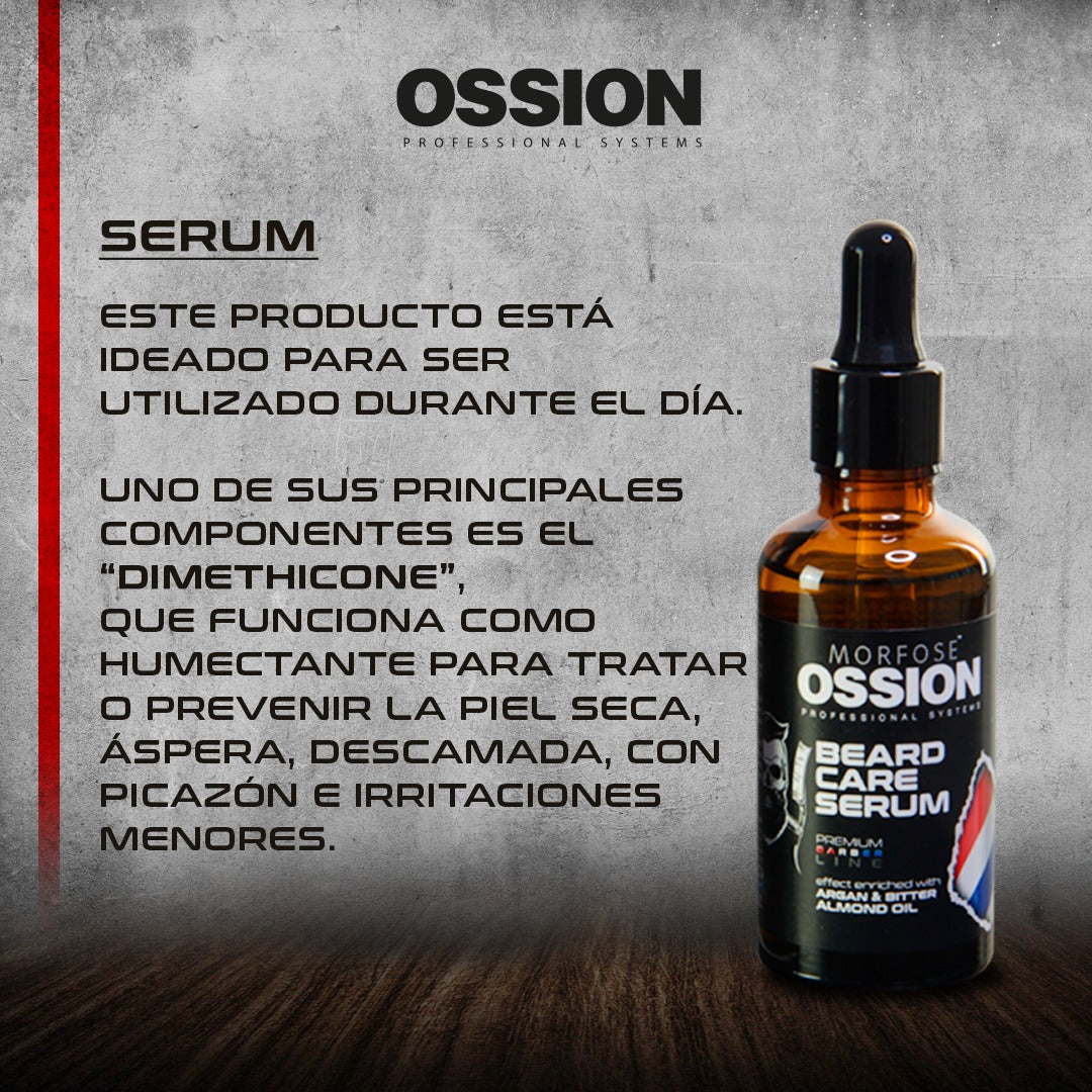 OSSION™ BEARD CARE SERUM (50ML): Suero de Barba con Argán y Almendras - Anti-Picazón y Caída (OSS013)