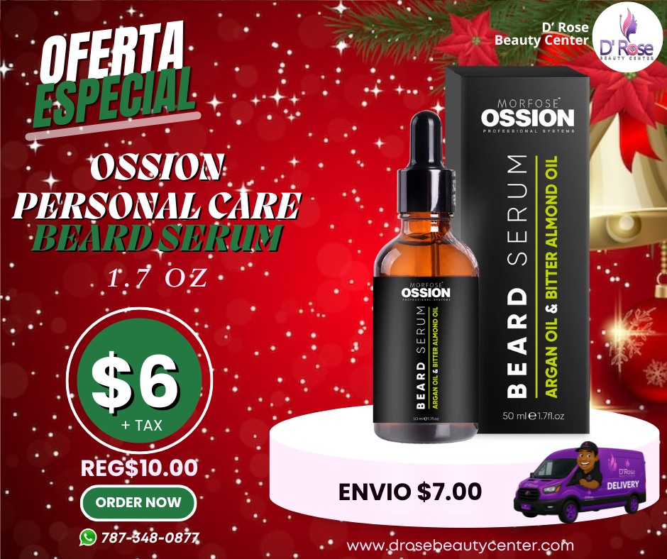 OSSION™ BEARD CARE SERUM (50ML): Suero de Barba con Argán y Almendras - Anti-Picazón y Caída (OSS013)