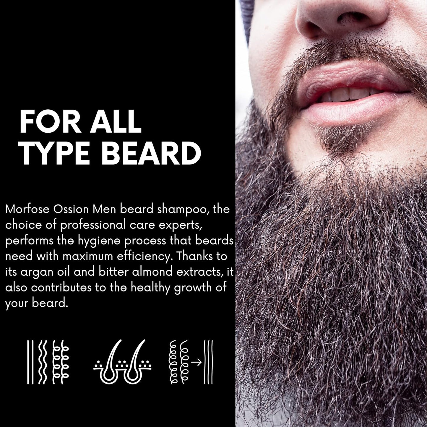 OSSION™ BEARD CARE SHAMPOO (100ML): Champú Profesional con Argán y Almendras - Anti-Caspa (OSS014)