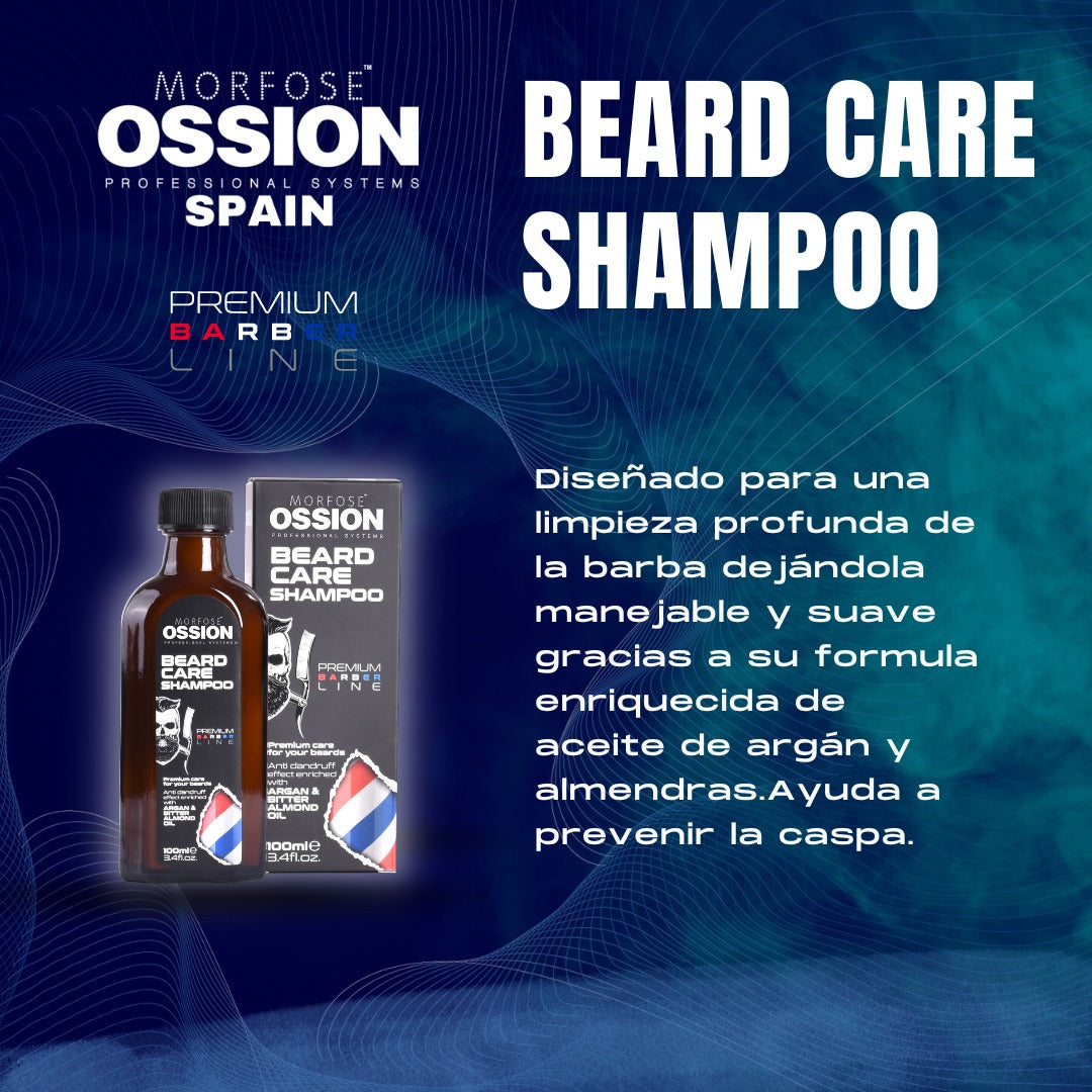 OSSION™ BEARD CARE SHAMPOO (100ML): Champú Profesional con Argán y Almendras - Anti-Caspa (OSS014)