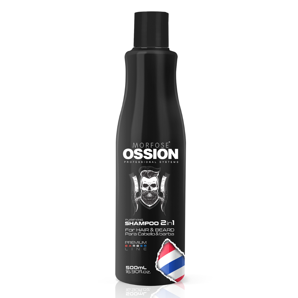 🧔 OSSION 2 en 1 Pourifying Shampoo (16.9oz) | Limpia, Acondiciona y Suaviza Cabello y Barba