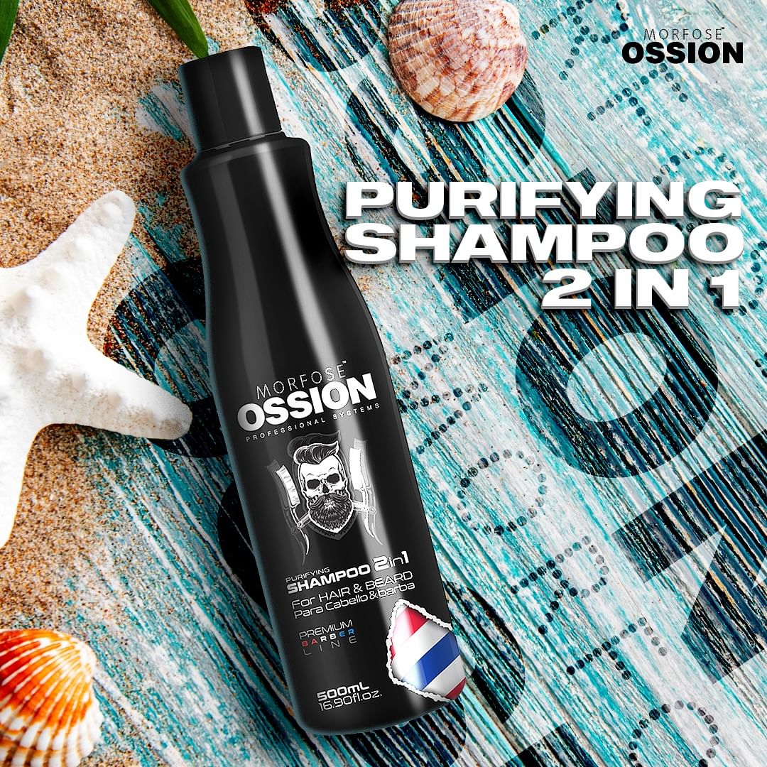 🧔 OSSION 2 en 1 Pourifying Shampoo (16.9oz) | Limpia, Acondiciona y Suaviza Cabello y Barba
